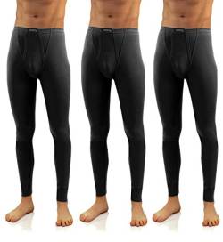 sesto senso Herren 3er Pack Lange Unterhose 114 Modell (XXL, Schwarz) von sesto senso