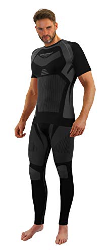 sesto senso Herren Funktionsunterwäsche Set Kurzarmhemd Leggings Schnelltrocknend Skiunterwäsche L Grau von sesto senso