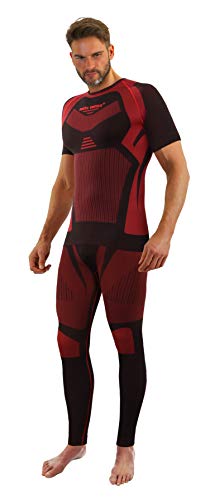 sesto senso Herren Funktionsunterwäsche Set Kurzarmhemd Leggings Schnelltrocknend Skiunterwäsche M Rot von sesto senso