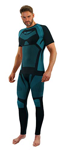 sesto senso Herren Funktionsunterwäsche Set Kurzarmhemd Leggings Schnelltrocknend Skiunterwäsche XXL Grün von sesto senso