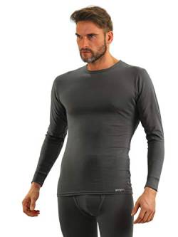 sesto senso Herren Langarm Unterhemd Graphite Baumwolle Funktionsunterhemd mit Rundhalsausschnitt Funktionsshirt Thermo Unterwäsche Winter L Grau von sesto senso