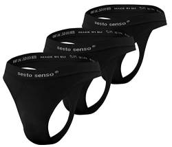 sesto senso Herren Nahtlos String Sexy Thong 3 Pack G-Strings Tanga L/XL Schwarz von sesto senso