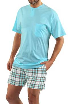 sesto senso Herren Schlafanzug Kurz Kariert Pyjama Baumwolle Kurzarm T-Shirt Pyjamahose Zweiteilig Set XL 2576/17 von sesto senso