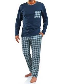 sesto senso Herren Schlafanzug Lang Baumwolle Pyjama Langarm Shirt mit Tasche Pyjamahose Zweiteilig Set Bunt Nachtwäsche XL 06 Jeans von sesto senso