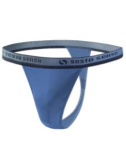 sesto senso Herren String Baumwolle Thong Slips 1er Pack Tanga Sport G-String S Jeans von sesto senso