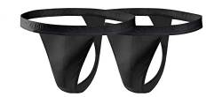 sesto senso Herren String Baumwolle Thong Slips 2er Pack Tanga Sport G-String XL 2 - Schwarz von sesto senso