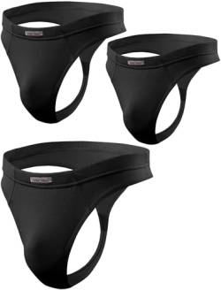 sesto senso Herren String Micromodal Tanga Slips Sexy 1er 3er Pack Thong M 3 Schwarz von sesto senso