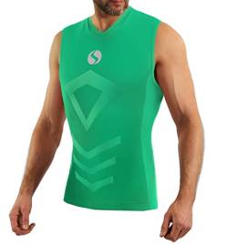 sesto senso Herren Tank Top v Ausschnitt Sport Unterhemd ThermoSport Unterhemd ärmellos Unterwäsche Unterziehshirt L/XL Green Grün von sesto senso