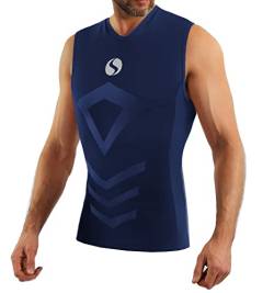 sesto senso Herren Tank Top v Ausschnitt Sport Unterhemd ThermoSport Unterhemd ärmellos Unterwäsche Unterziehshirt L/XL Navy Blue dunkelblau von sesto senso