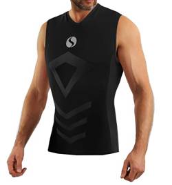 sesto senso Herren Tank Top v Ausschnitt Sport Unterhemd ThermoSport Unterhemd ärmellos Unterwäsche Unterziehshirt L/XL Nero Black Schwarz von sesto senso