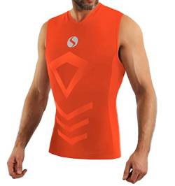 sesto senso Herren Tank Top v Ausschnitt Sport Unterhemd ThermoSport Unterhemd ärmellos Unterwäsche Unterziehshirt S/M Orange von sesto senso