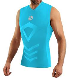 sesto senso Herren Tank Top v Ausschnitt Sport Unterhemd ThermoSport Unterhemd ärmellos Unterwäsche Unterziehshirt S/M hellblau Türkis Blue von sesto senso