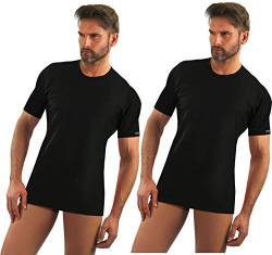 sesto senso Herren Unterhemd Rundhals 2er Pack Baumwolle T-Shirt Kurzarm 2pack S Schwarz von sesto senso