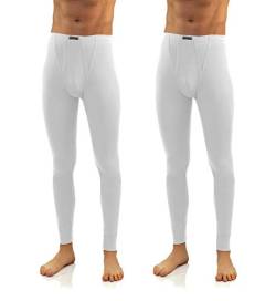 sesto senso Lange Unterhose 2er Pack männer thermounterwäsche Herren k2 (Weiss, L) von sesto senso