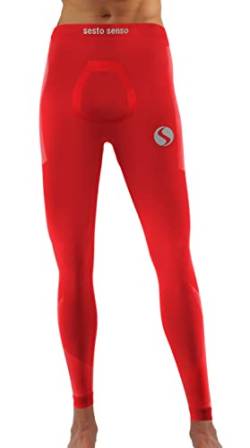 sesto senso Lange Unterhosen Herren Sport Bunt Kompressionshose Laufhose S/M Rot Red von sesto senso