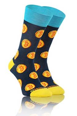 sesto senso Lustige Baumwolle Socken Damen Herren Bunte Ungleiche Funny Socks 35-38 Bitcoin von sesto senso