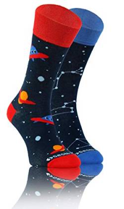 sesto senso Lustige Baumwolle Socken Damen Herren Bunte Ungleiche Funny Socks Außerirdischer 39-42 Ufo von sesto senso