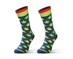 sesto senso Lustige Baumwolle Socken Damen Herren Bunte Ungleiche Funny Socks Marihuana Blätter 35-38 Blatt Weiß Grau von sesto senso