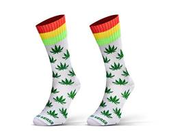 sesto senso Lustige Baumwolle Socken Damen Herren Bunte Ungleiche Funny Socks Marihuana Blätter 43-46 Blatt Weiß Grün von sesto senso