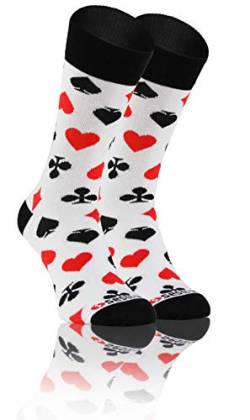 sesto senso Lustige Baumwolle Socken Damen Herren Bunte Ungleiche Funny Socks Spiel 35-38 Karten von sesto senso