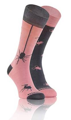 sesto senso Lustige Baumwolle Socken Damen Herren Bunte Ungleiche Funny Socks Spinne 43-46 Fliege Mucha von sesto senso