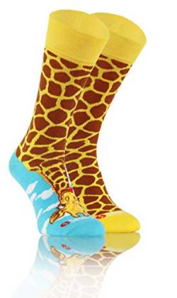 sesto senso Lustige Baumwolle Socken Damen Herren Bunte Ungleiche Funny Socks Tiere 35-38 Giraffe von sesto senso