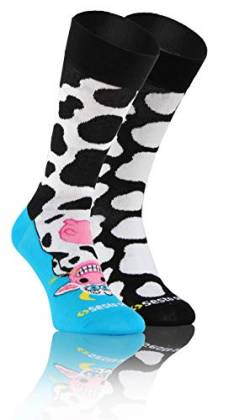 sesto senso Lustige Baumwolle Socken Damen Herren Bunte Ungleiche Funny Socks Tiere Cow 39-42 Kuh von sesto senso