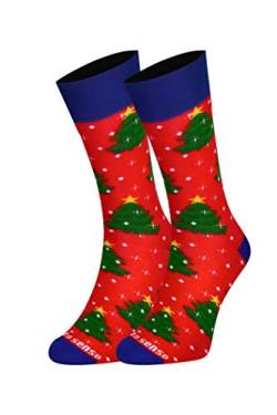 sesto senso Lustige Baumwolle Socken Damen Herren Bunte Ungleiche Funny Socks Weihnachten Weihnachts 35-38 Weihnachtsbaum von sesto senso