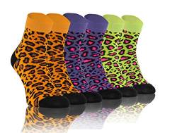 sesto senso Lustige Bunte Kurze Socken 3 Pack Süße Sneakersocken Baumwolle gefleckte Katze 39-42 3 Gepard von sesto senso