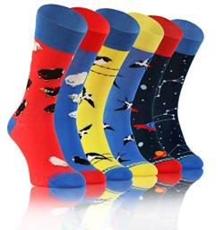 sesto senso Lustige Bunte Verrückt Socken Baumwolle Damen Herren 3 Pack Gemusterte Ungleiche Funny Socks Oddsocks Ufo schlucken Schaf 43-46 3 Mischmasch von sesto senso