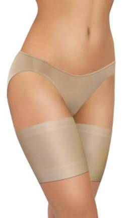 sesto senso Oberschenkelbänder (1 or 3 Paar) Oberschenkel Band gegen Reibung Kniestrümpfe 4x Silikonstreifen Satin or Spitze (3XL: 80-85, BEIGE Satin) von sesto senso