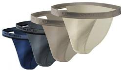 sesto senso Slip Herren Tanga Baumwolle 4er Pack Sexy Unterhosen Basic Unterwäsche für Männer L 4 - Beige von sesto senso