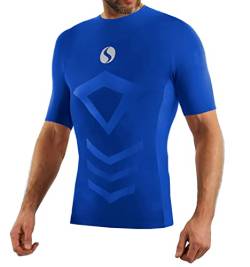 sesto senso Sportunterhemden Herren Kurzarm Thermounterhemd Kompressionsshirt Unterziehshirt L/XL Blau Royal von sesto senso