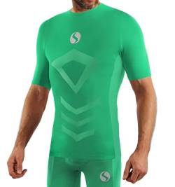 sesto senso Sportunterhemden Herren Kurzarm Thermounterhemd Kompressionsshirt Unterziehshirt L/XL Green Grün von sesto senso
