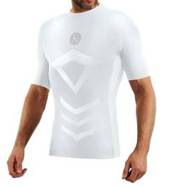 sesto senso Sportunterhemden Herren Kurzarm Thermounterhemd Kompressionsshirt Unterziehshirt L/XL Weiss White weiß von sesto senso