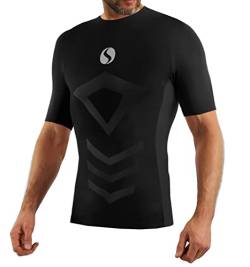 sesto senso Sportunterhemden Herren Kurzarm Thermounterhemd Kompressionsshirt Unterziehshirt S/M Schwarz Nero von sesto senso