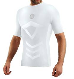 sesto senso Sportunterhemden Herren Kurzarm Thermounterhemd Kompressionsshirt Unterziehshirt XXL/3XL Weiss White weiß von sesto senso