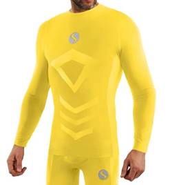 sesto senso Sportunterhemden Herren Langarm Thermounterhemd Kompressionsshirt Unterziehshirt L/XL Gelb Yellow von sesto senso