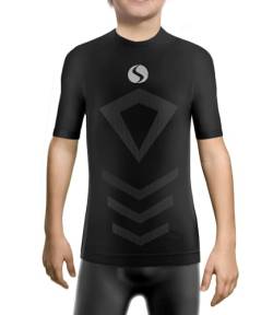 sesto senso Sportunterhemden Kind Junge Kurzarm Thermounterhemd Kompressionsshirt Unterziehshirt 2XS/XS Schwarz Nero von sesto senso