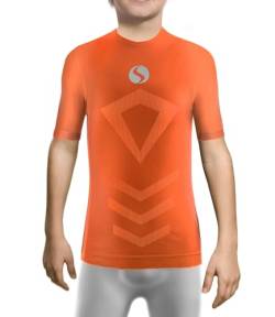 sesto senso Sportunterhemden Kind Junge Kurzarm Thermounterhemd Kompressionsshirt Unterziehshirt 4XS/3XS Orange von sesto senso