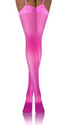 sesto senso Strapsstrümpfe 20 Den Strumpfhose mit Strumpfhalter Strapse Strümpfe zum Anstrapsen 3/4 M-L Rosa neon von sesto senso