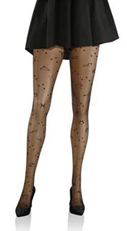 sesto senso Strumpfhosen Damen Muster 20 Den Transparent Feinstrumpfhose Gemusterte Zodiak Tierkreis Horoscop sternzeichen 01 Schwarz 4 von sesto senso