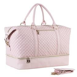 Reisetasche für Übernachtung, Segeltuch, Leder, übergroße Weekender-Tasche, große Handgepäcktasche, Reisetasche für Männer oder Frauen, A2-pink, modisch von seyfocnia