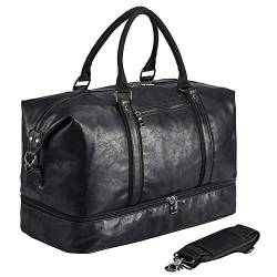 Reisetasche für Übernachtung, Segeltuch, Leder, übergroße Weekender-Tasche, große Handgepäcktasche, Reisetasche für Männer oder Frauen, A3-schwarz, L, Classic von seyfocnia