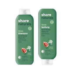 share naturals Glow Set - Shampoo Glow 250 ml + Conditioner Glow 250 ml - vegane Naturkosmetik - Spendet ein Hygieneprodukt an einen Menschen in Not - ohne Silikone von share