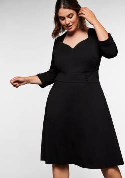 Große Größen: Jerseykleid mit Herzausschnitt und Taillenband, schwarz, Gr.40 von sheego by Joe Browns