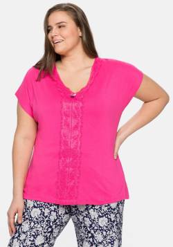 Große Größen: Lounge-Shirt in Oversized-Form mit femininen Details, pink, Gr.40/42 von sheego by Joe Browns