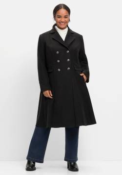 Große Größen: Mantel mit ausgestelltem Saum, in Wolloptik, schwarz, Gr.50 von sheego by Joe Browns