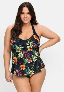 Große Größen: Tankini-Top mit  Blumenprint und Neckholderträgern, marine gemustert, Gr.40B von sheego by Joe Browns