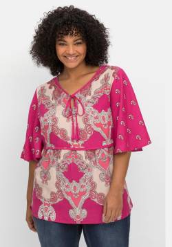 Große Größen: Tunika mit Ornamentdruck und 3/4-Flügelärmeln, pink bedruckt, Gr.52 von sheego by Joe Browns